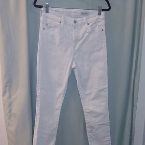 AG Mari Crop White Straight Leg Jeans Size 28